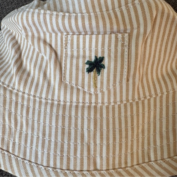 Janie and Jack Beige Striped Baby Boy Bucket Hat Palm Embroidered 0-3M NWT - Picture 2 of 6